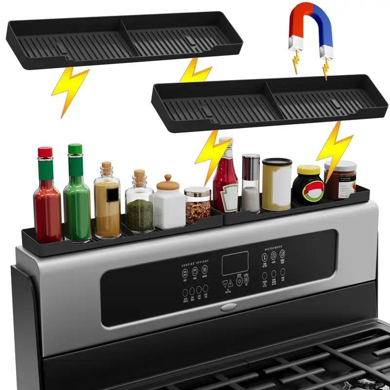 Kitchen Stove Magnetic Shelf, 1 Count Magnetic Stove Top Spice Rack, Stove Top Storage Rack, Kitchen Storage Organizer, Kitchen Accessories