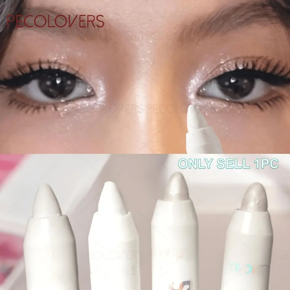 1pc Sparkling Eye Highlighter, Long-lasting Brightening Eye Corner Eyeshadow Pen, Pearl White Glitter Shimmering Eyelid Under Crease Pen, Finish for a Radiant Look