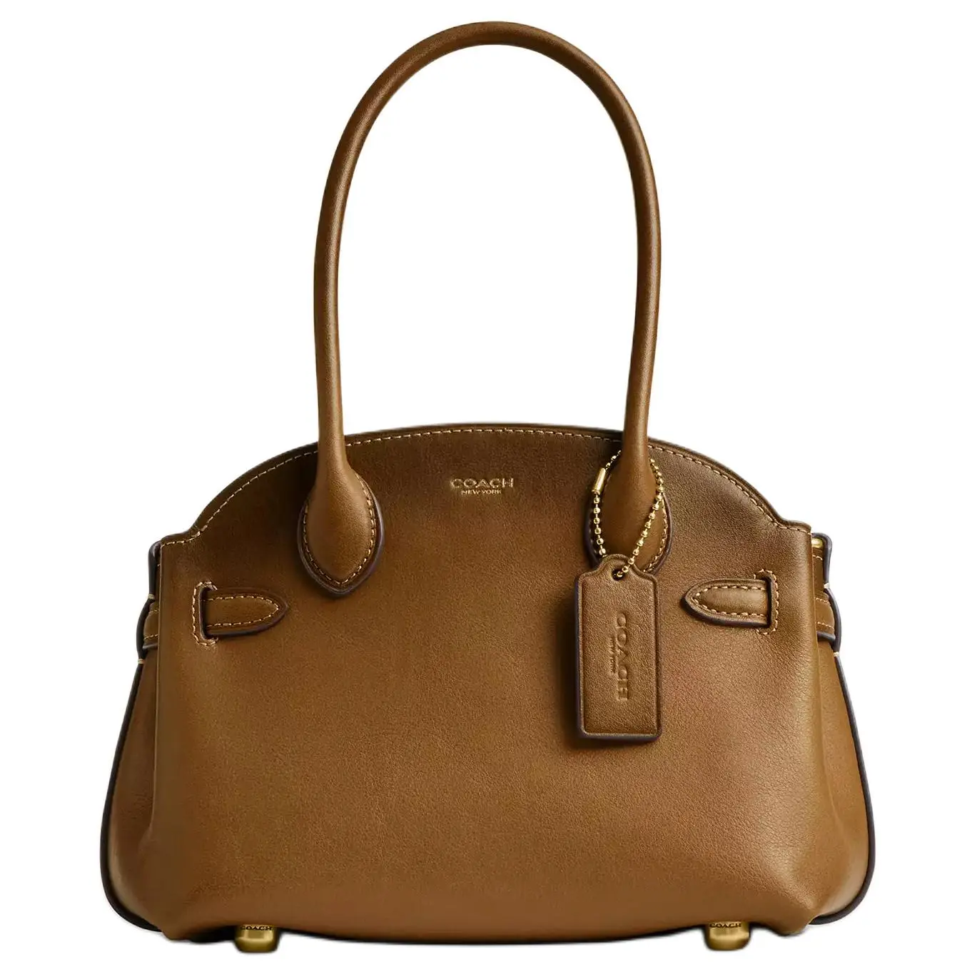 COACH Empire Carryall 21 Handbag for Women – Logo-Embellished, Multi-Pocket Design in Olive Leather