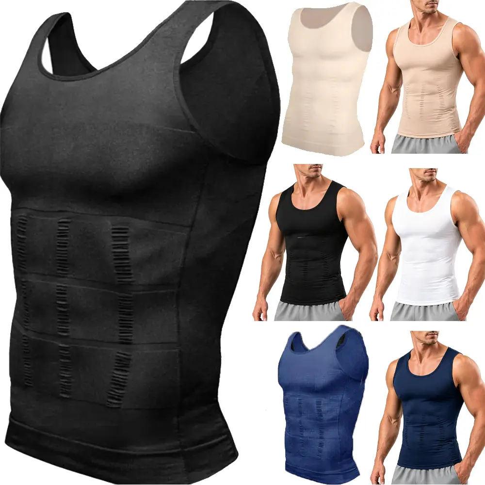 2/3 Pack Men Body Shaper Compression Vest,Men Abdomen Sleeveless Running Workout Fitness GYM Tank Tops Shirts