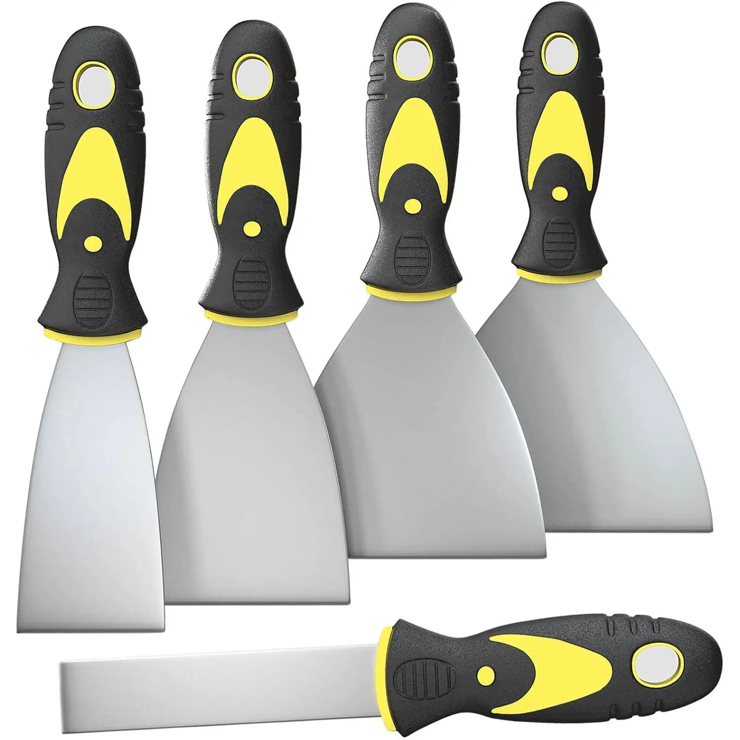 5 count Putty , Set, 1" 2" 3" 4" 5" Scraper, Spackle ,  Scraper, Scraper Tool, No Rusting,  For Repairing Drywall, Removing Wallpaper, Mud, Plaster Scraping