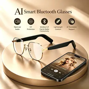 AI Bluetooth smart glasses, supporting translation of multiple language apps, music glasses, in ear automatic detection switch, sweat proof, sunscreen sunglasses, sunglasses, suitable for travel, navigation, meetings, business and other scenarios