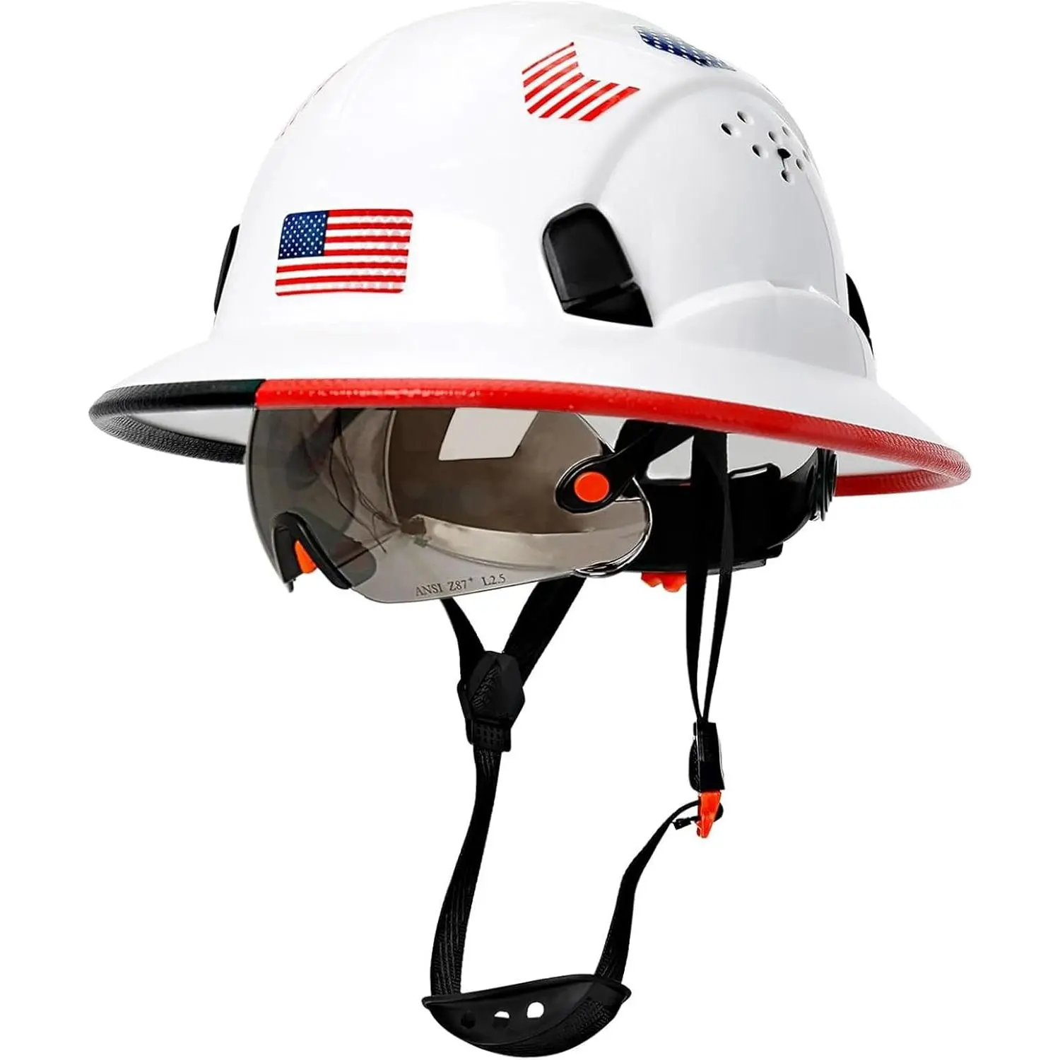 Full Brim hard hat Vented Bump Cap with Flip-Up Clear Visor, 6-Point Dial Fit safety helmet , Reflective Strips, Adjustable Airflow for Outdoor Work, Gardening, Cycling, Fishing
