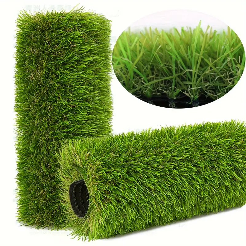 2Pcs 19.69x118.11in Large Size Artificial Grass Mat 1.38in Height Green Synthetic Turf with Drainage Holes Indoor Outdoor Pet Play Mat for Lawn Landscaping Balcony Home Decoration Fencing Companion