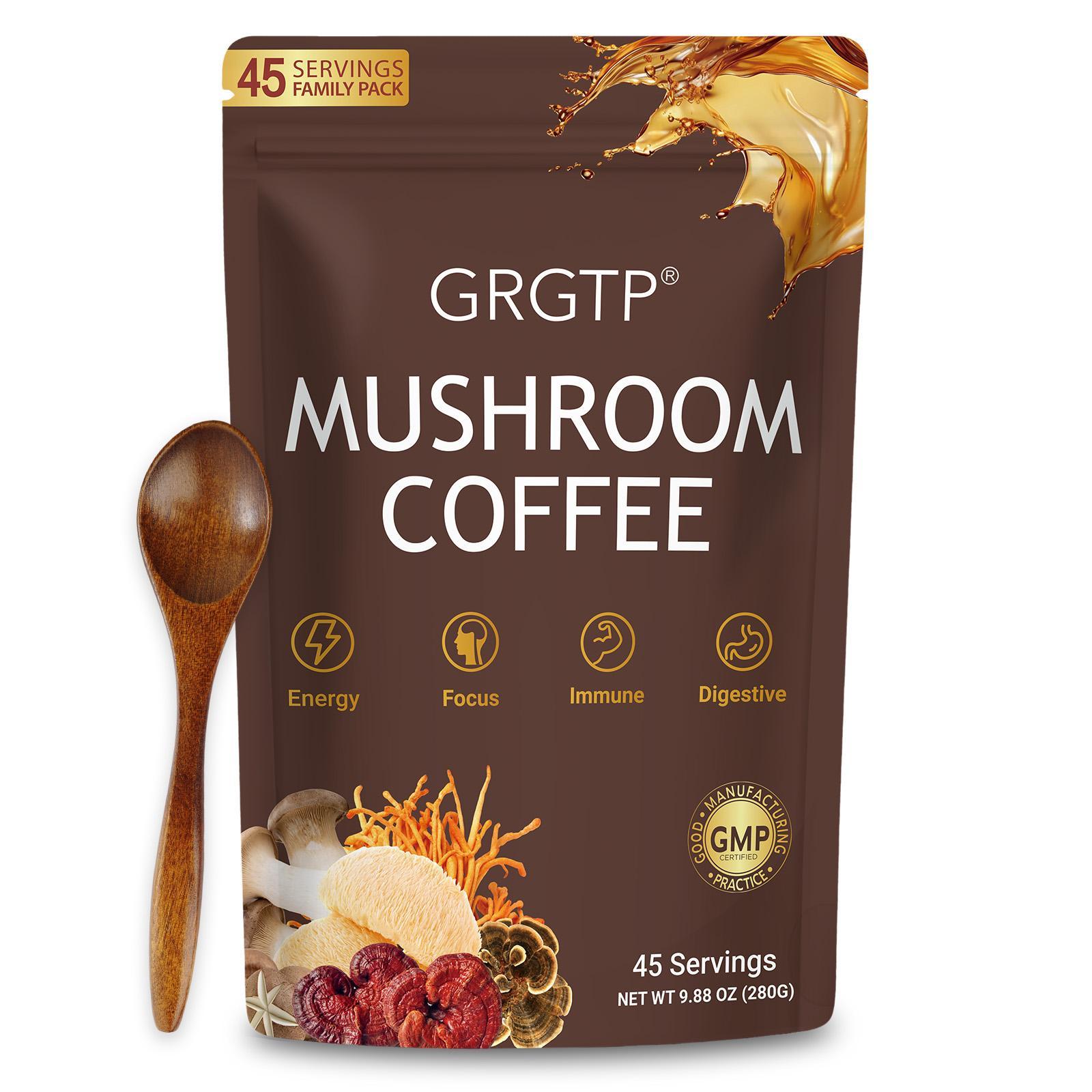 GRGTP Mushroom Coffee - Mushroom Coffee Supplement - Powder - Brewing