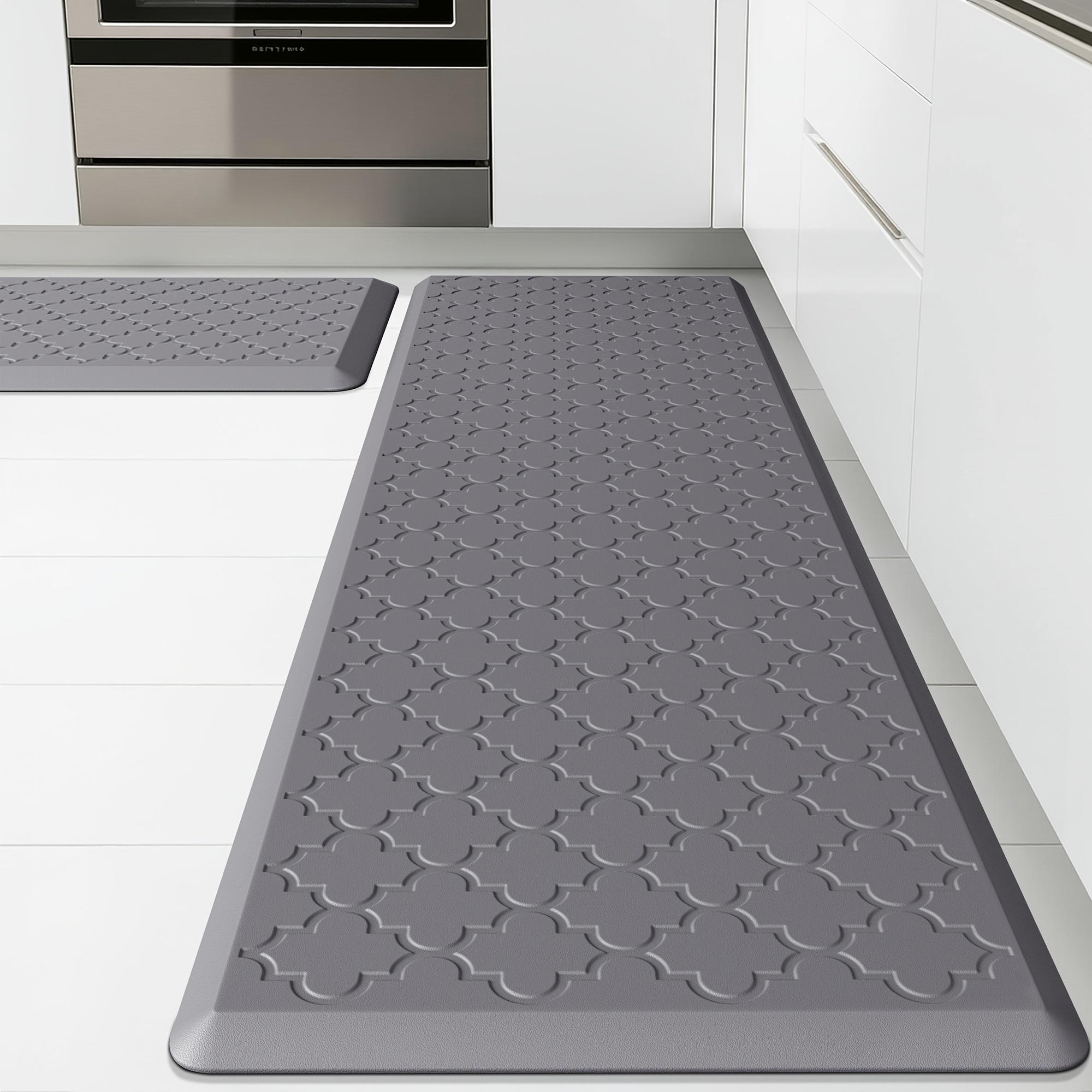 [Non-Slip Kitchen Mats] 2pcs Non-Slip Cushioned Kitchen Mats for Floor| Anti Fatigue Mats for Standing, Office, Sink, Laundry - Grey