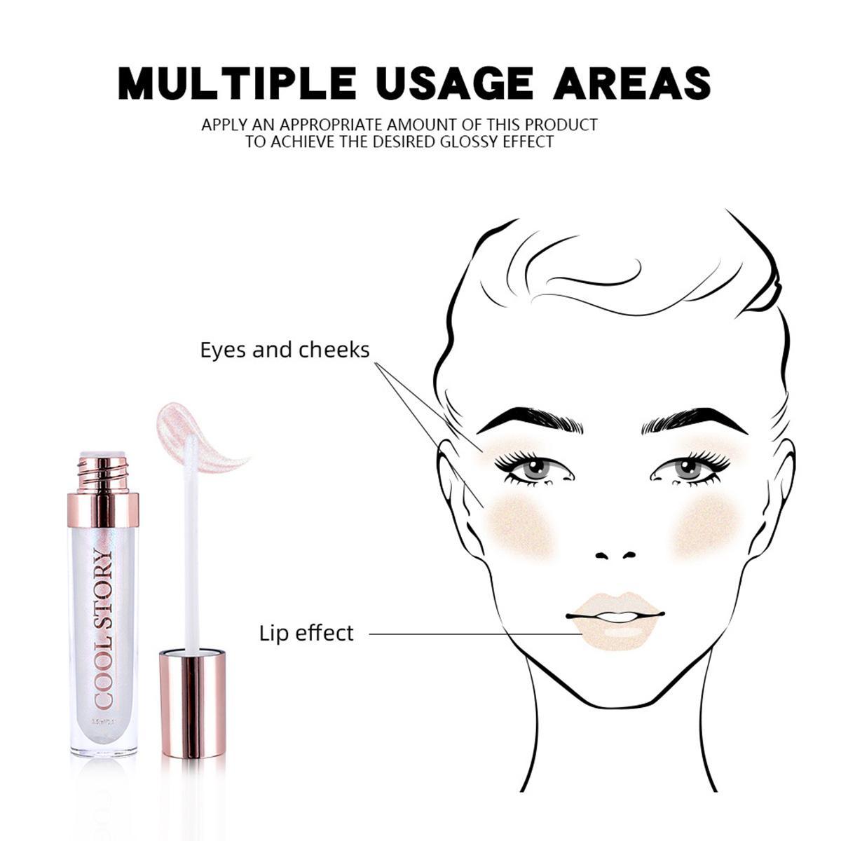 Glitter Lip Gloss, Shimmering Lip Glaze Stick, Long Lasting Tinted Moisturizing Liquid Lip Balm, Glossy Plumping Oil Lipstick for All Occasions Makeup, Girls and Women