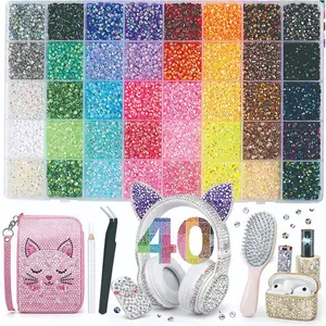 40 Colors with 40000Pcs Jelly Rhinestones synthetic beads With Kit for Bedazzling 3mm Multicolor synthetic beads Resin Flatback beads for Art Bedazzler Kit for Crafting Book Shoes Nail Art Glitter Decorative Nails Glam Pack Glitter