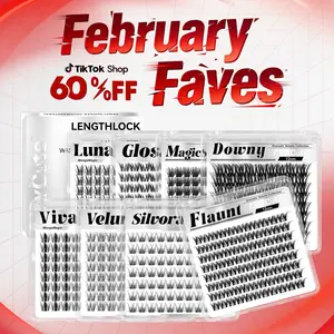 AiryCute One-Size Collection | LengthLock Lash Clusters Luna Glosa Viva Velure Flaunt Bubble 8mm-16mm | 12mm 14mm 16mm Ultra-Dense Waterproof Long-Lasting DIY Lashes For Flawless Look