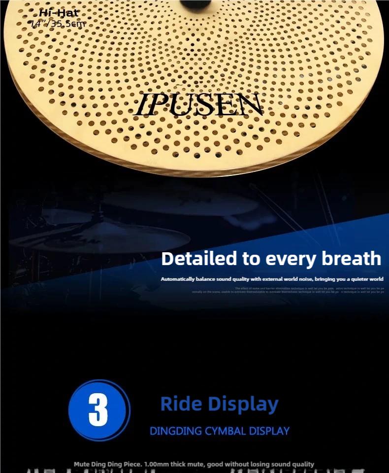 Low Volume Cymbal Pack Mute Cymbal Set 14'Hihats+16"Crash+18'Crash+20"Ride 5 Pieces Silver Drummer Practice uiet Cymbal for Drum Set