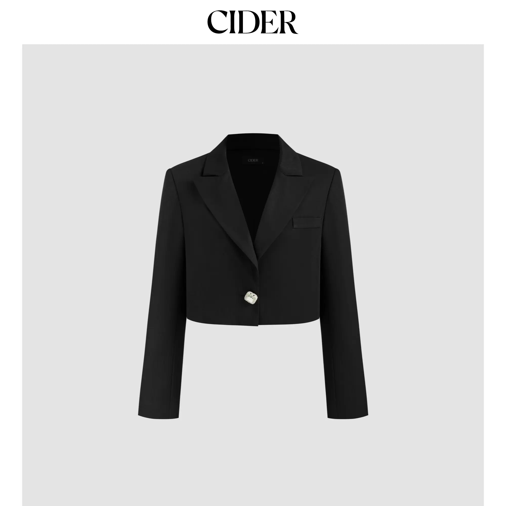 Cider [size 2-10] Collar Solid Rhinestone Button Blazer SohoChic