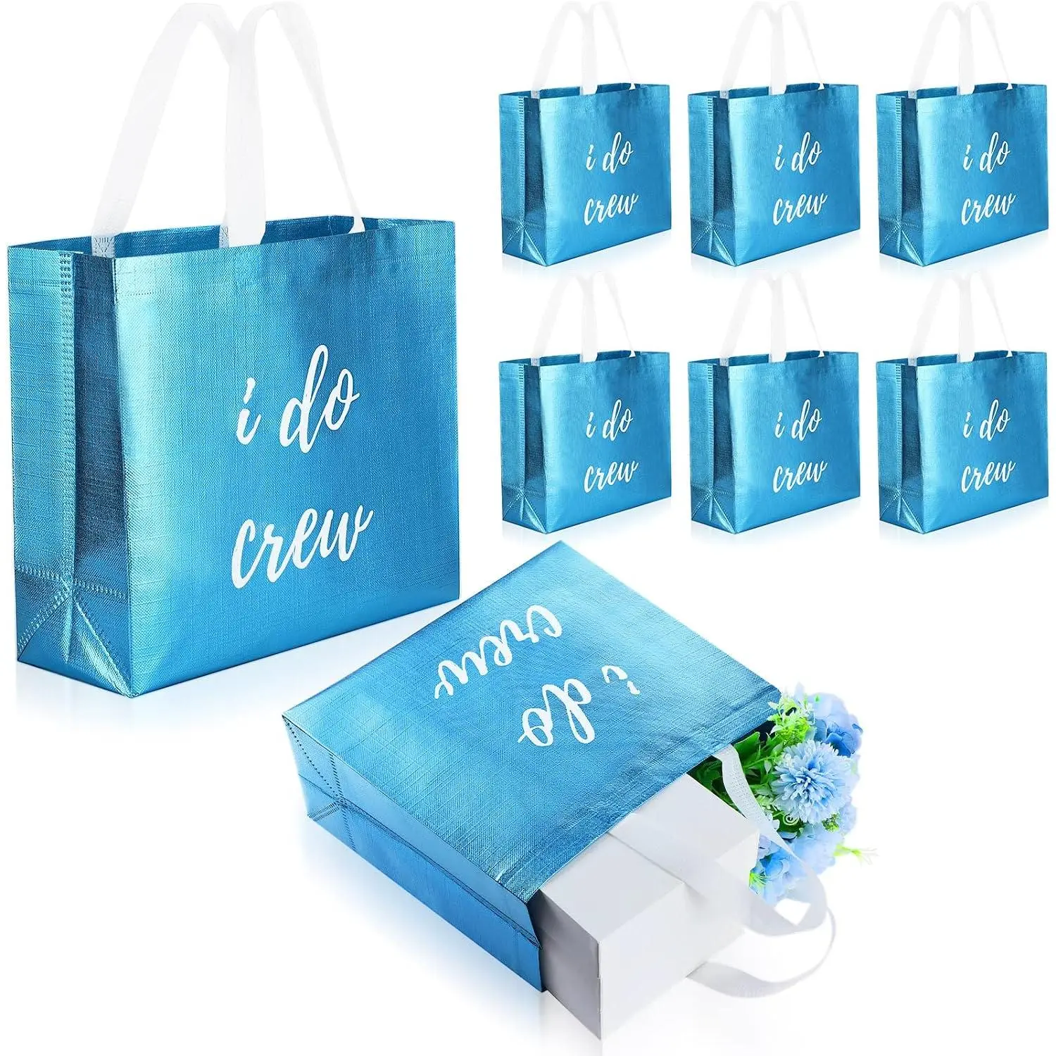 8 count Bridesmaid  Bags I Do Crew Bachelorette Bags Bridesmaid Gifts for Wedding Day Bachelorette Party Bridal Party Favor Team Bride Bridal Shower(Blue)