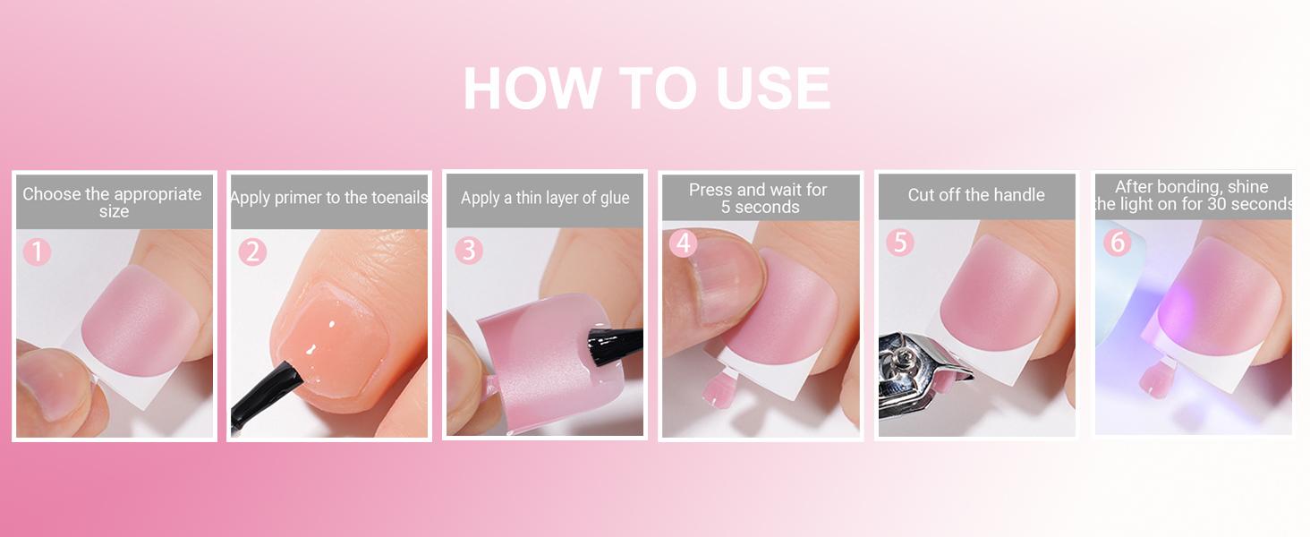 Toe Nail Press Ons, French Tips Toe Press On Nails, 150pcs Square Pre-Designed Soft Gel Thick False Toenail Extension, Berry Pink Full Cover Acrylic for DIY 15 Sizes