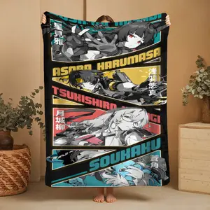 Zero Zone Character Display Pattern Flannel Blanket - 100% Polyester High-Density Weave, Soft Light Beige-Friendly and Non-Shedding, Large Size for Sofa/Chair/Outdoor Use, Multi-Functional Decorative Throw + Air-Conditioned Room Warmth Blanket