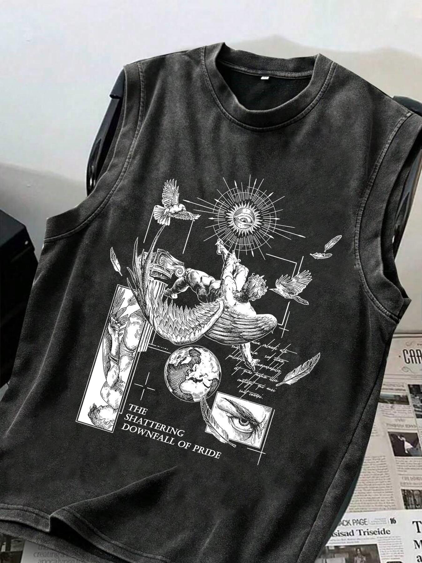 Cotton Vintage Distressed Men's Tank Top, Stylish Casual Sleeveless Shirt for Summer, Fitted Design for Ages 13 to 44, Halloween