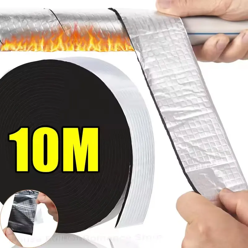 Extra Long Outdoor Aluminum Foil Foam Pipe Insulation, 10m, Winter Pipe Insulation, Strong Adhesive, Easy Cut and Install, for All Pipes