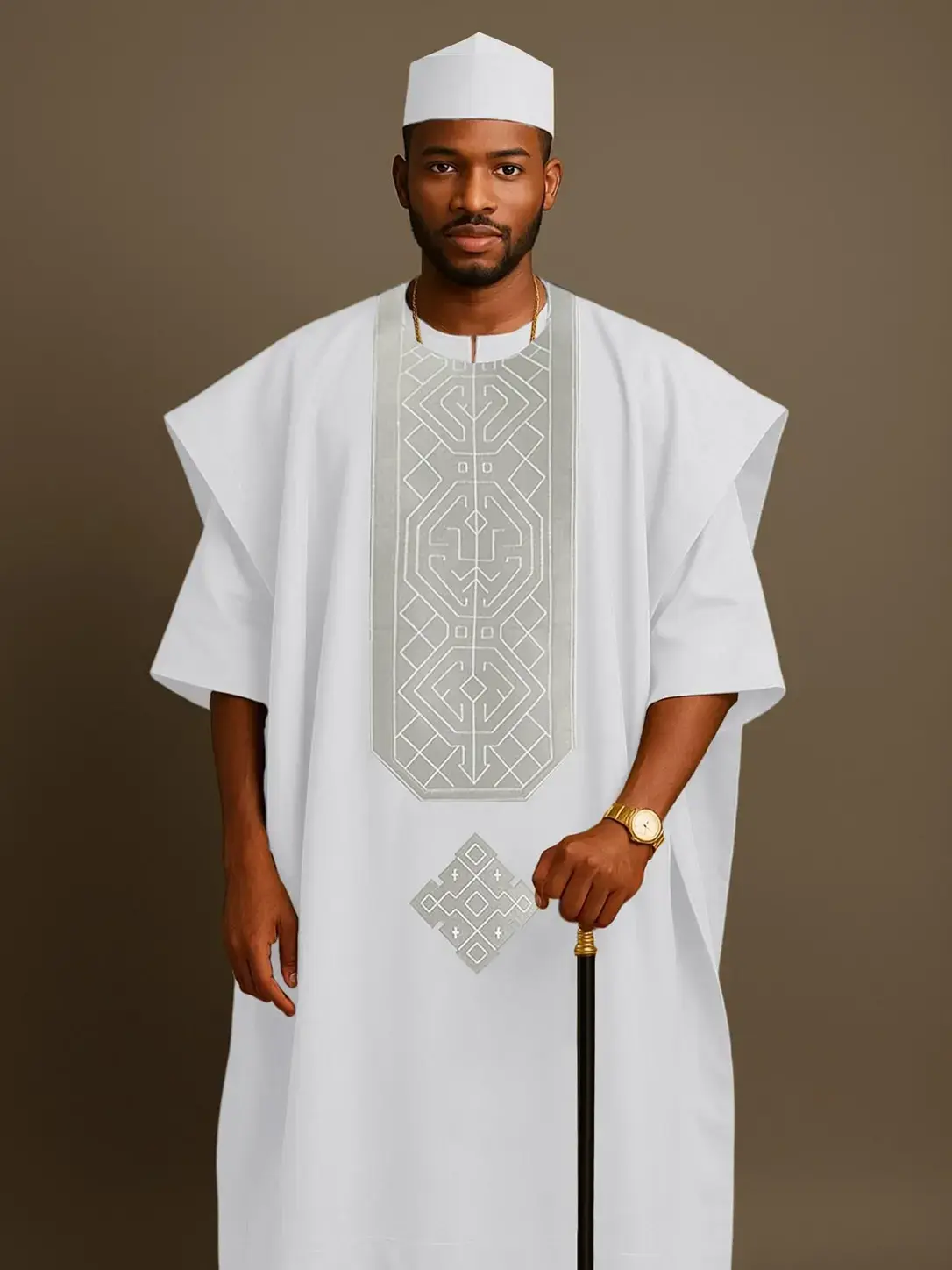 Men's African Style Jubba Thobe 3-Piece Set, Islamic Thobe, Muslim Thobe, Premium Traditional Thobe, Loose Fit Jubba, Top Bottom Outer Robe Combo, Trendy New Arrival, Hot Selling Men's Fashion