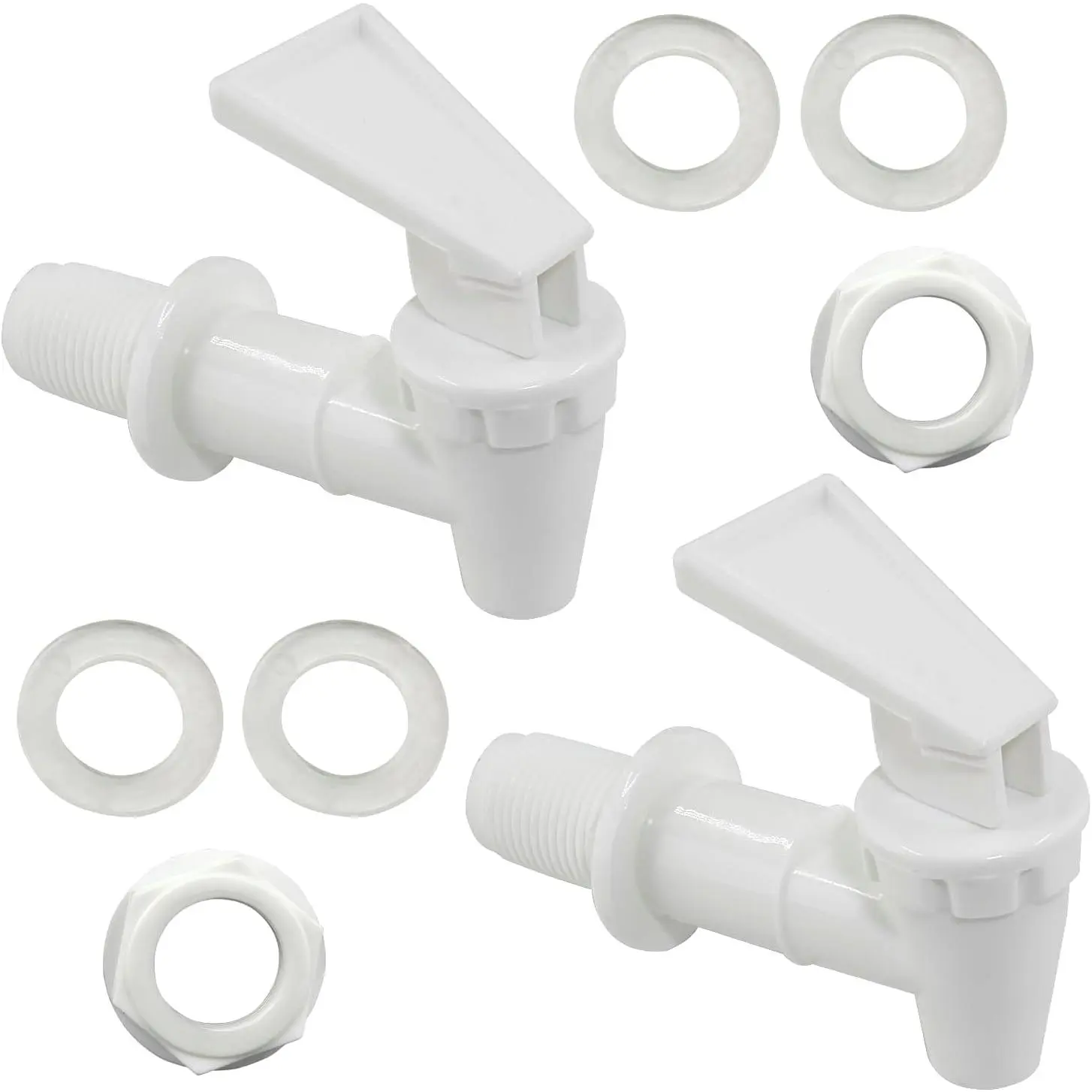 Water Cooler Faucet Bottle Jug, 2 Sets  Plastic Water Spigot Spout Beverage Water Crock Dispenser Tap Set Lever Beverage Pour Dispenser Valve(Milky White)
