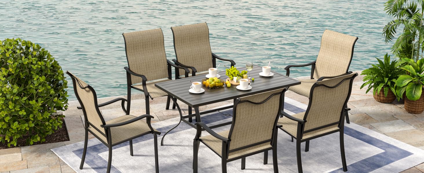 UDPATIO Patio Dining Chairs Set of 4 Outdoor Dining Chairs with High Back Patio Furniture Chairs with Armrest Metal Frame for Lawn Garden Backyard UDPATIO Patio Dining Chairs Set of 4 Outdoor Dining Chairs with High Back Patio Furniture Chairs with Armrest Metal Frame for Lawn Garden Backyard
