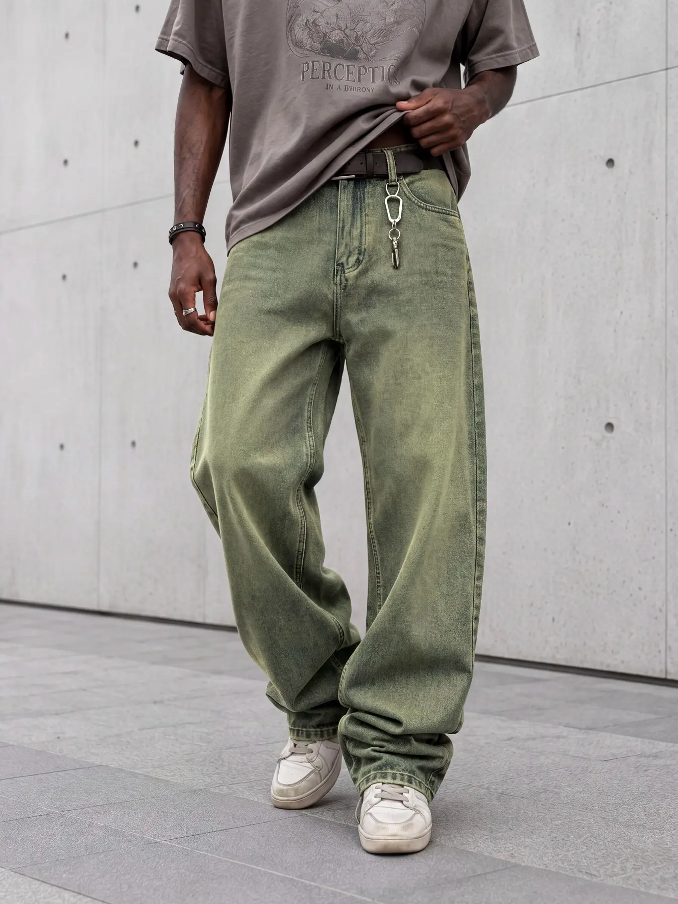 Men's all-season washed loose straight-leg denim pants, washed craftsmanship, American vintage style, suitable for outdoor leisure and daily outfits, Loose Straight Jeans