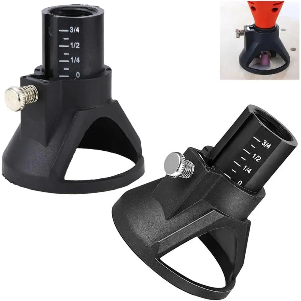 2 Pack Rotary Tool Guide Router Attachement Locator Positioner with Depth Gauge for  Carving Engraving Grinding Milling  Electric Drill Bits Routering Tool Project Woodworking