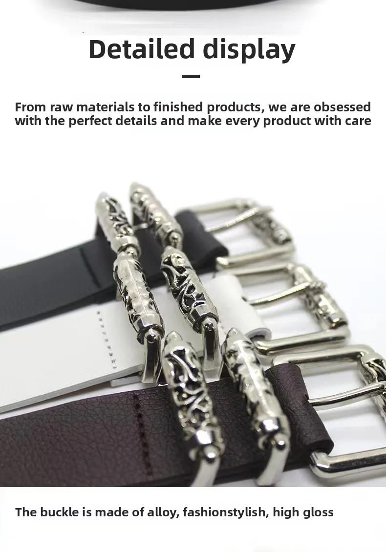 New Silver Alloy Engraved Roller Buckle Hollow Punk High Street Fashion Belt for Men And Women