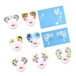 7 styles/sets, reusable face paint stencils, floral butterfly face designs for parties, Christmas, Halloween, carnivals, schools and events
