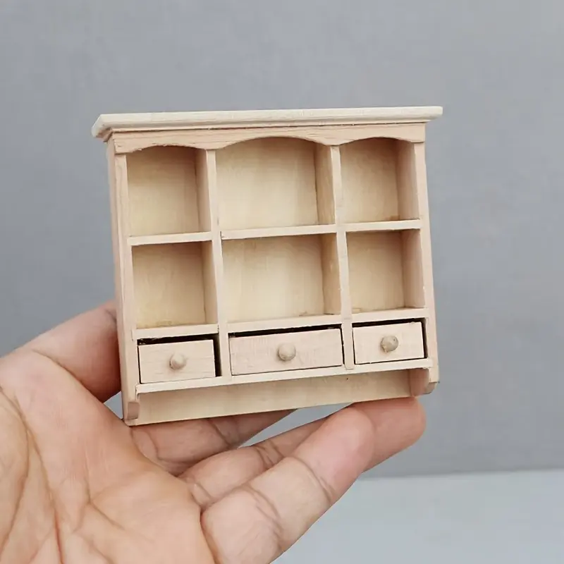 1:12 Dollhouse Miniature Unfinished Wooden Wall Cabinet Micro Scene Furniture Model Christmas Easter New Year Gift