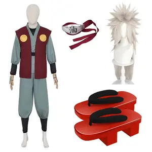 SingXeng Anime Jiraiya Cosplay Costume Headband Accessory Wig Shoes Kimono Suit Halloween Clothes