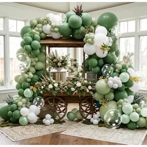 Green White Balloons Double Stuffed Dusty Green Bobo  Balloon Arch Kit Latex Light Olive White Balloon Garland for Bridal Shower Birthday  Shower Wedding Anniversary Baptism Decor
