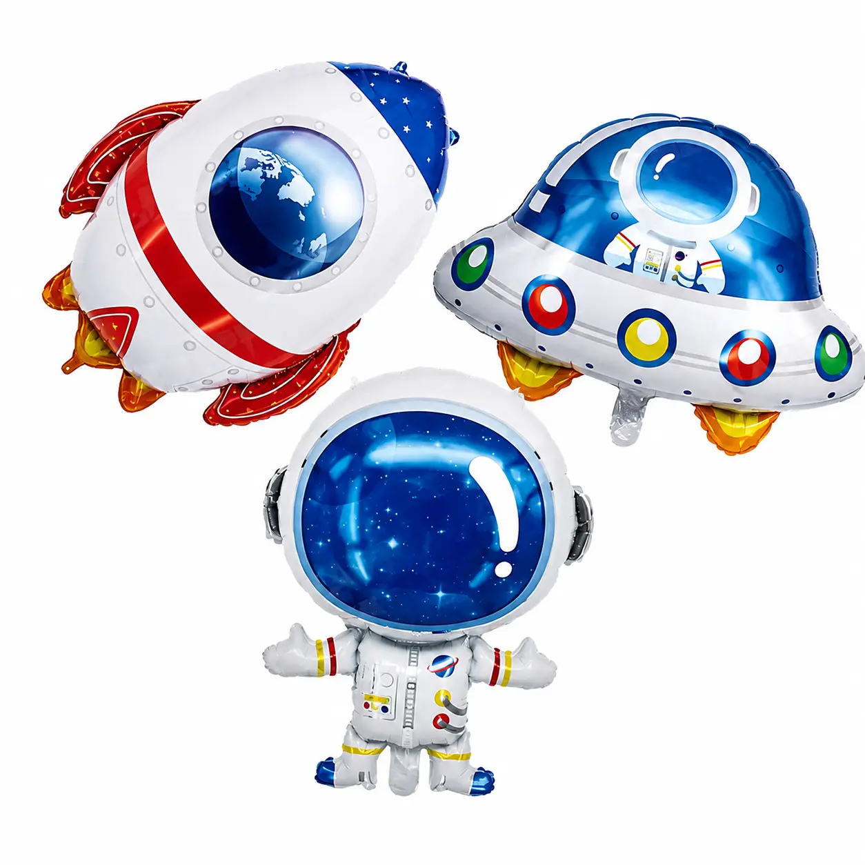 Premium Metallic Aluminum Space Rocket Balloon Decor - Lightweight Astronaut-Themed Inflatable, Indoor/Outdoor Ready-to-Use Party Supply for Kids’ Birthday Parties, STEM Events
