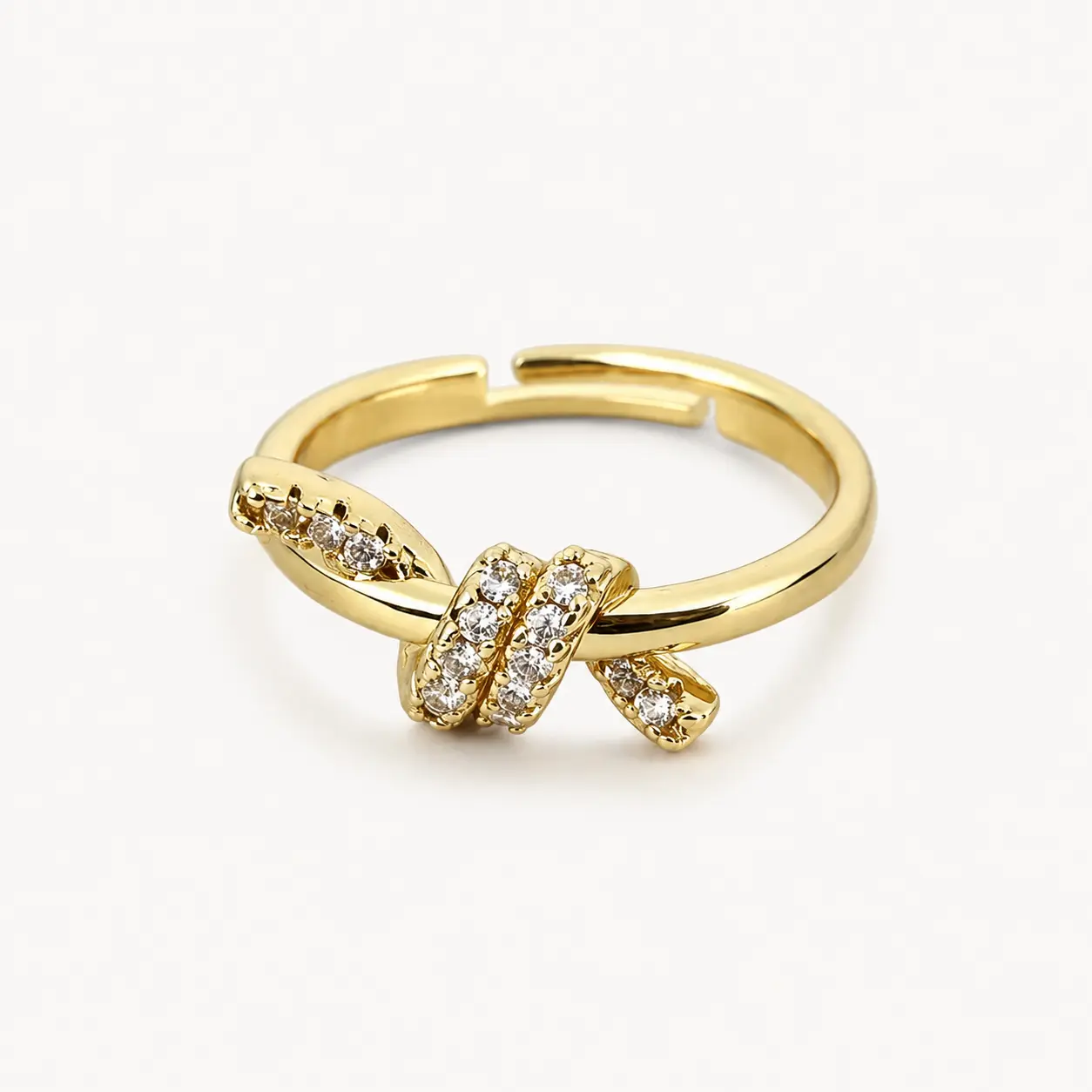 Women's 2.3g Copper Adjustable Crossover Wrap Ring - Cubic Zirconia Open Band Statement Ring, Lightweight Minimalist Luxury Daily Costume Jewelry, Female