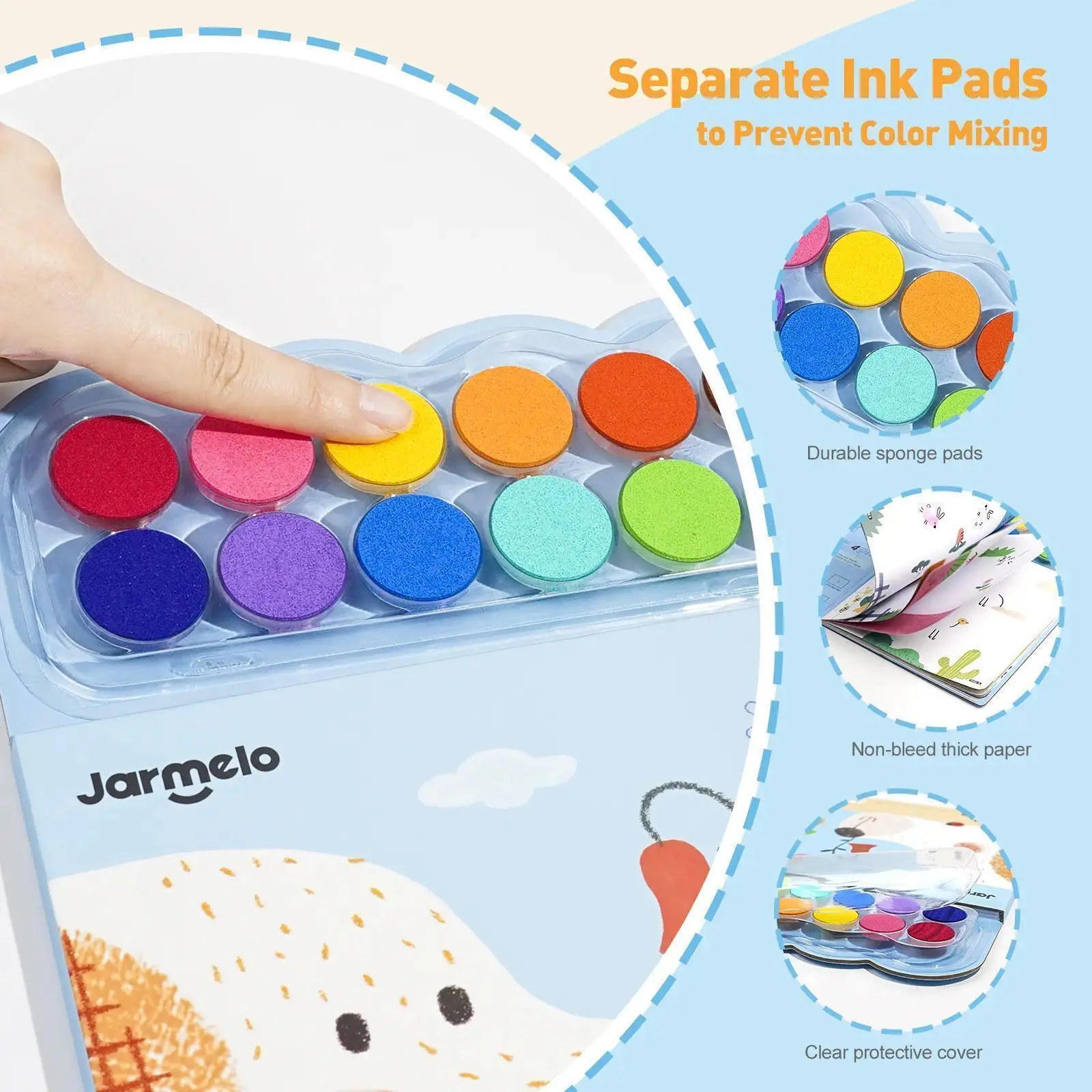 Fingerprint Handprint Coloring Book for Kids,Finger Painting Activity Book Craft Kit Art Learning Fun Doodle Toy Artistic Expression Ink Pads #Summervibes
