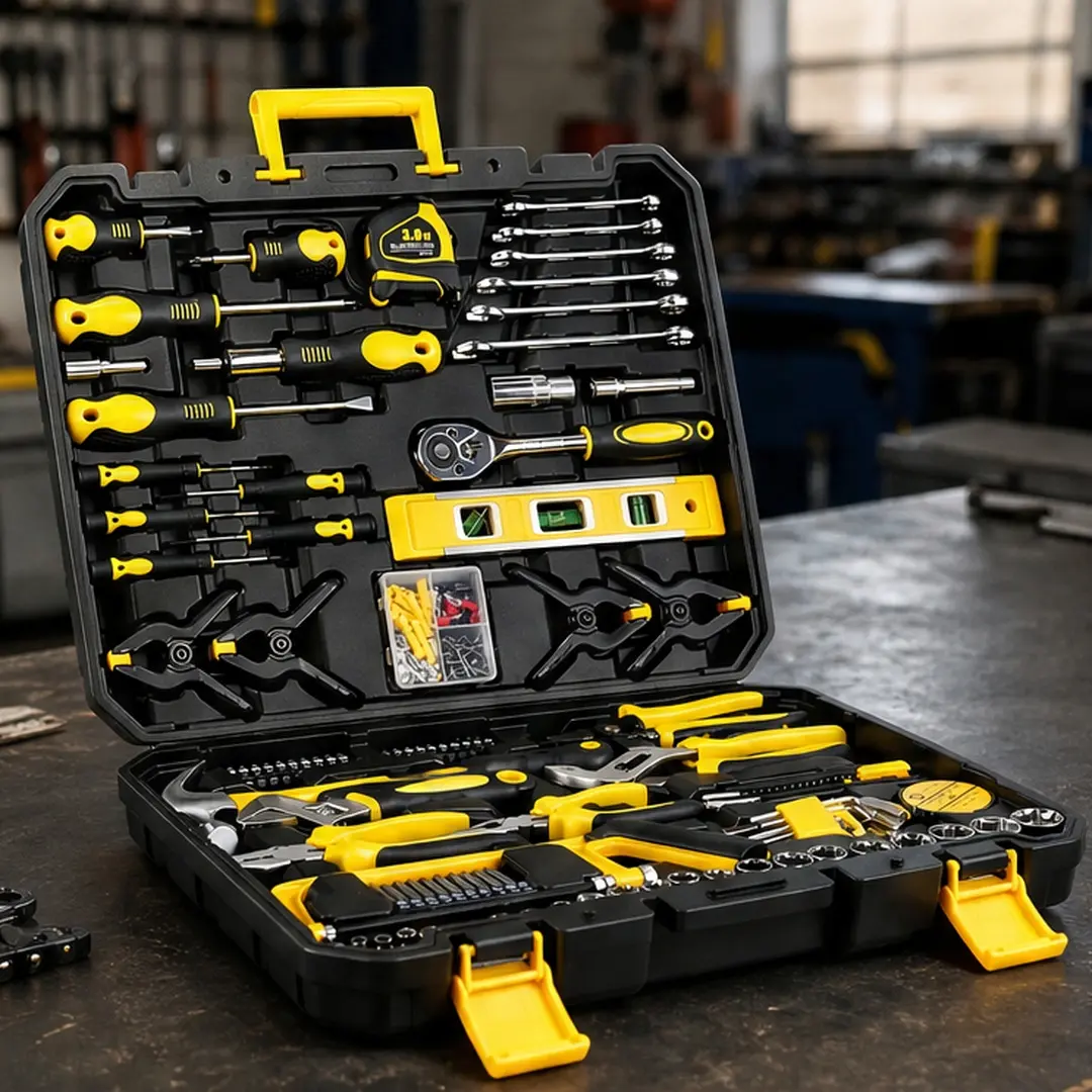 ARCH 266-Piece Heavy-Duty Chrome Vanadium Steel Mechanics Tools Set with Storage Case - Ergonomic Rubber Grip, Wire Stripper, Ratcheting Screwdriver, Sockets, Wrenches, Pliers, Hammer, Level, Tape Measure, Saw for Woodworking, Metal Projects, Home Repair