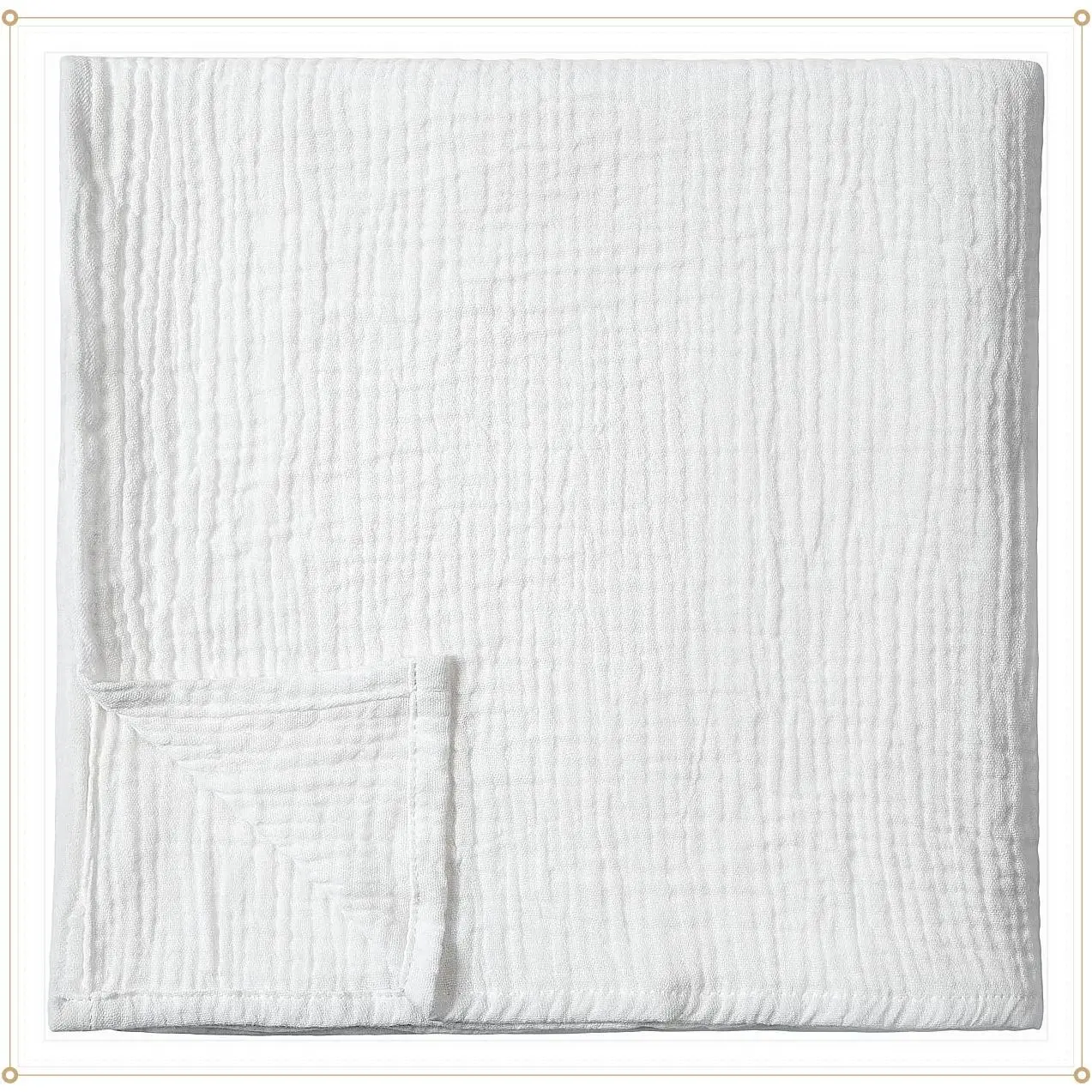Meracorallo Muslin Swaddle Blanket, 100% Cotton Receiving Blanket Soft and Breathable Swaddle Wrap for Baby Boys and Girls, White(Gift)
