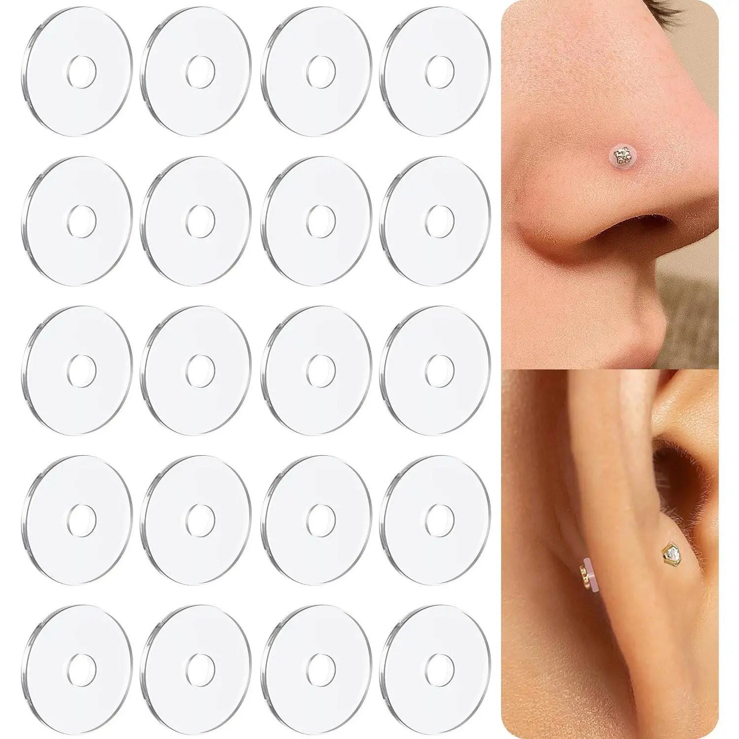 100   Bump Disc For Flatback Studs To Adjust For Snug Fit - Flatback Stability  Disc For  Bump - Earring Spacer Discs That Buffer Flat  Ear Studs, Protect Piercings