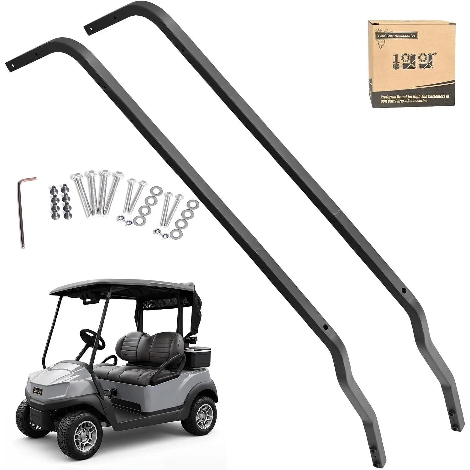 Golf Cart Front Roof Strut Brackets for Club  Tempo, Heavy Duty Split Design Strut Support Repair Kit with Steel Screw Bushings, OEM  Roof Support Brackets