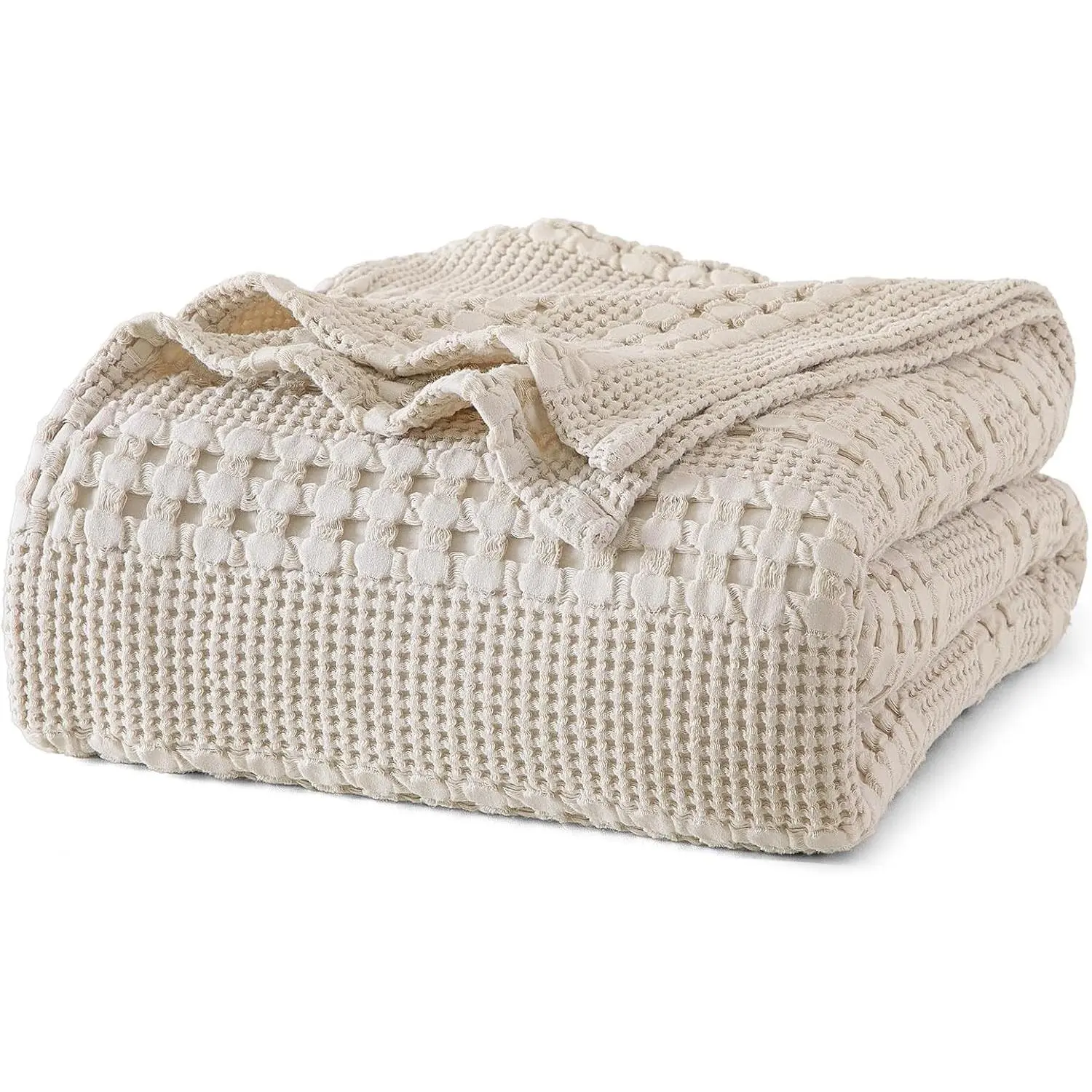 100% Cotton Waffle King Size Blanket (108"x90"), Light Taupe-Oatmeal - Lightweight, Breathable, Soft Summer Bed Blanket for Room Decor, Luxury Aesthetic Home Gift for Women