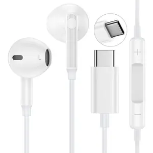 USB Headphones Wired USB Earbuds Ear Plugs for iPhone 17E/17 Pro Max/17 Air/16e/16 Pro Max/16 Plus, Samsung Galaxy A16/S25FE/S25 Ultra/S24 Ultra/S23/S22, Type Wired Earbuds Earphones HiFi Stereo