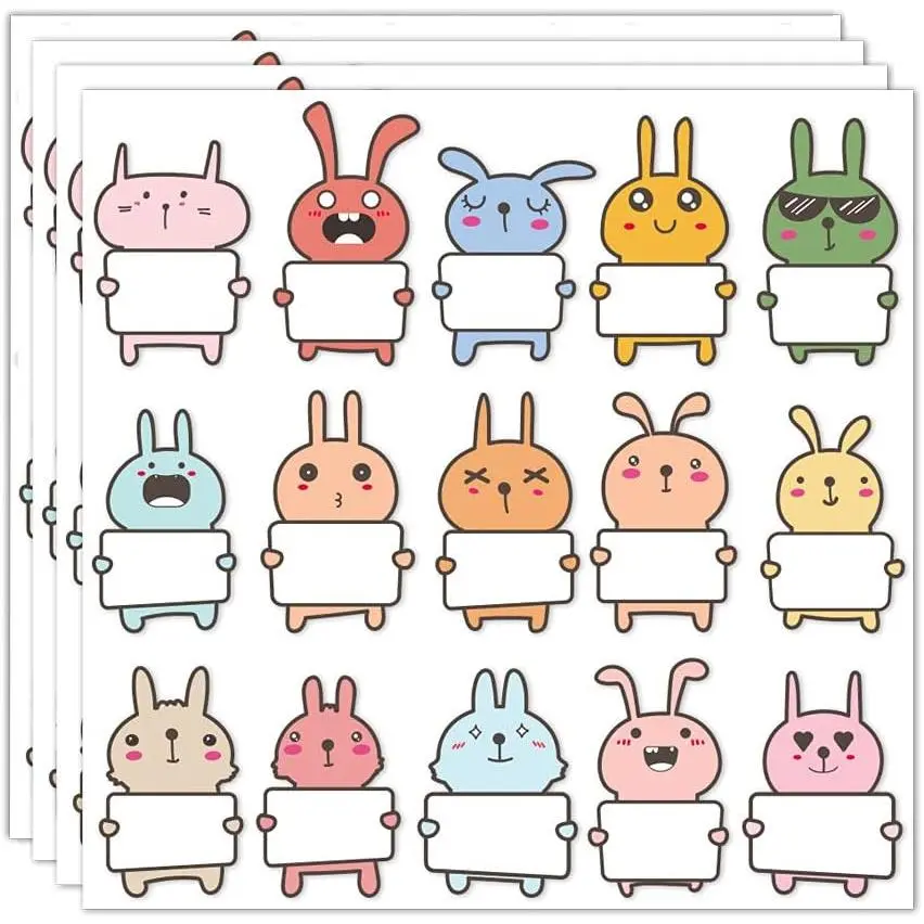 Cute Personalized Name Label Stickers - Waterproof Labeling Supplies for School, Camping (60 Sheets) - Fits Water Bottle, Lunch Box, Laptop, Cup