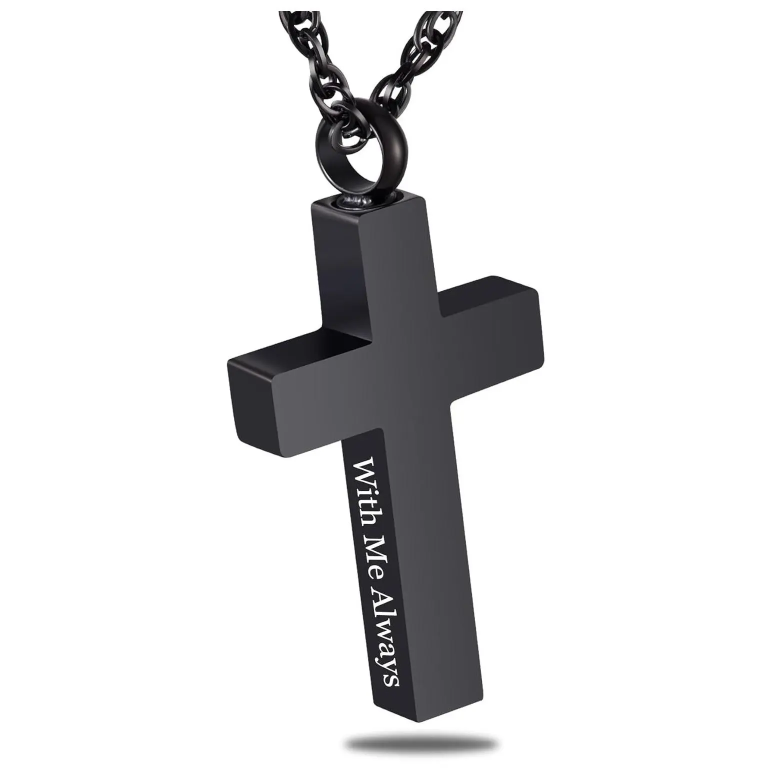 Stainless Steel Cremation Cross Necklace for Ashes, Memorial Urn Locket Pendant Keepsake Jewelry - With Me AlwaysGift