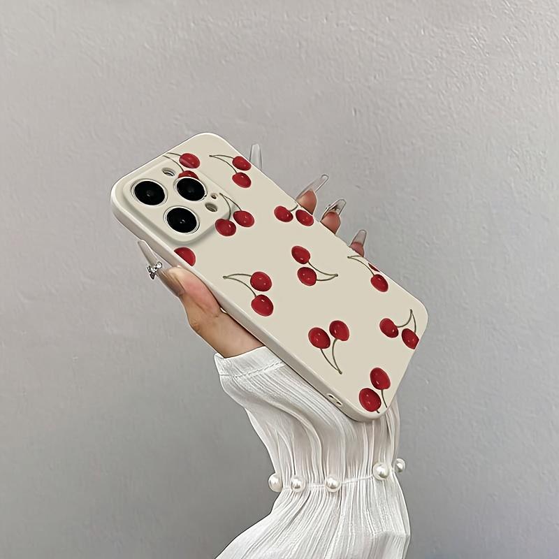 Cherry Pattern Phone Case, Decorative Phone Protector Cover, Phone Accessories Compatible with iPhone
