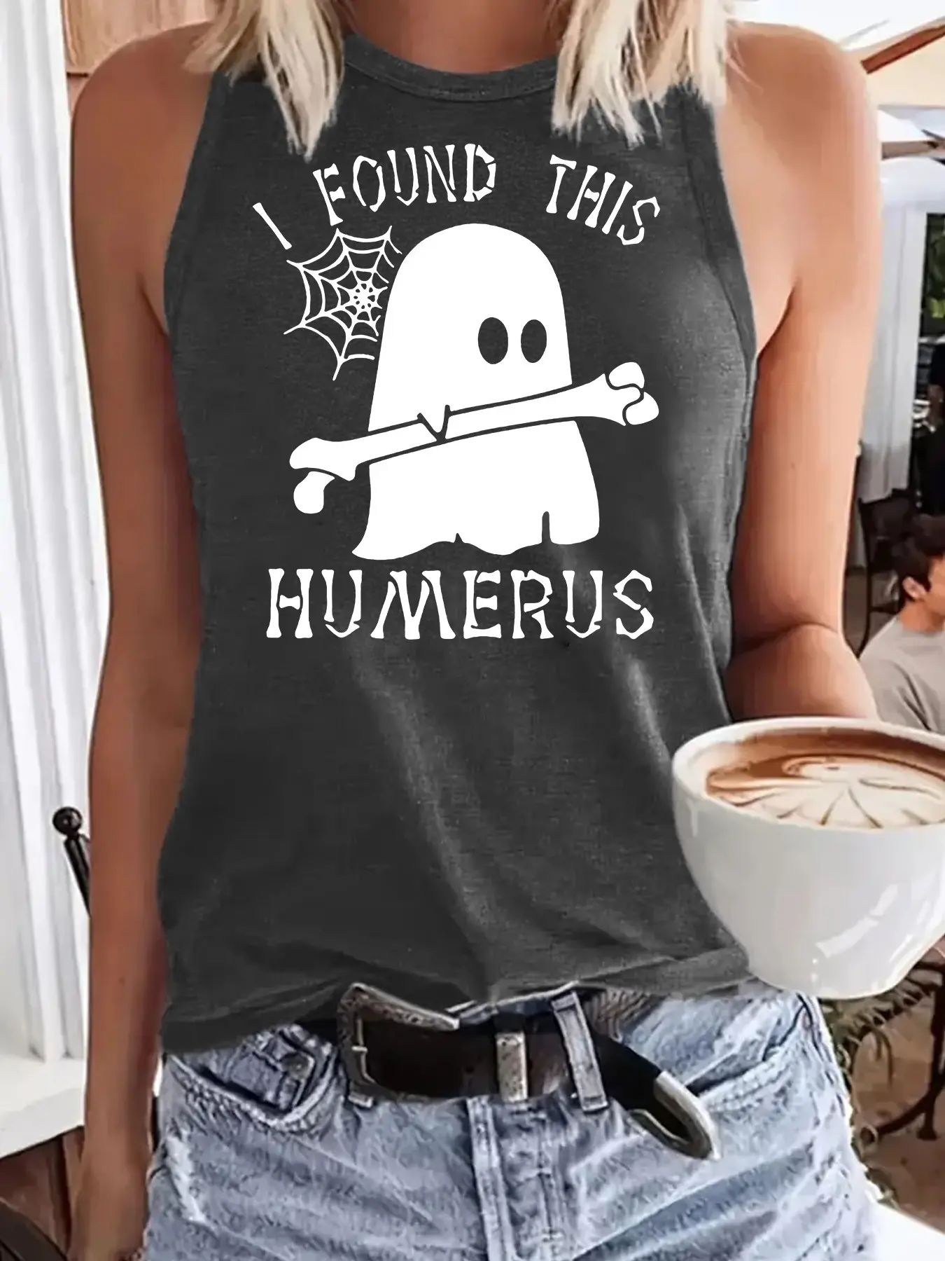 Halloween Nurse Vest, Soft Stretchy Long Sleeveless Fitted Top, Casual Print Design, Perfect for All Seasons, Ideal for Nurses & Medical Staff