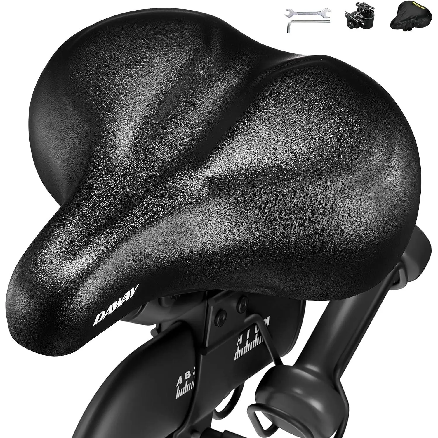 C50  Comfortable  Seat - Extra Wide  Saddle  with Memory  Cushion for Men Women Comfort, Compatible with Peloton, Exercise, Mountain, Road Bicycles or E-