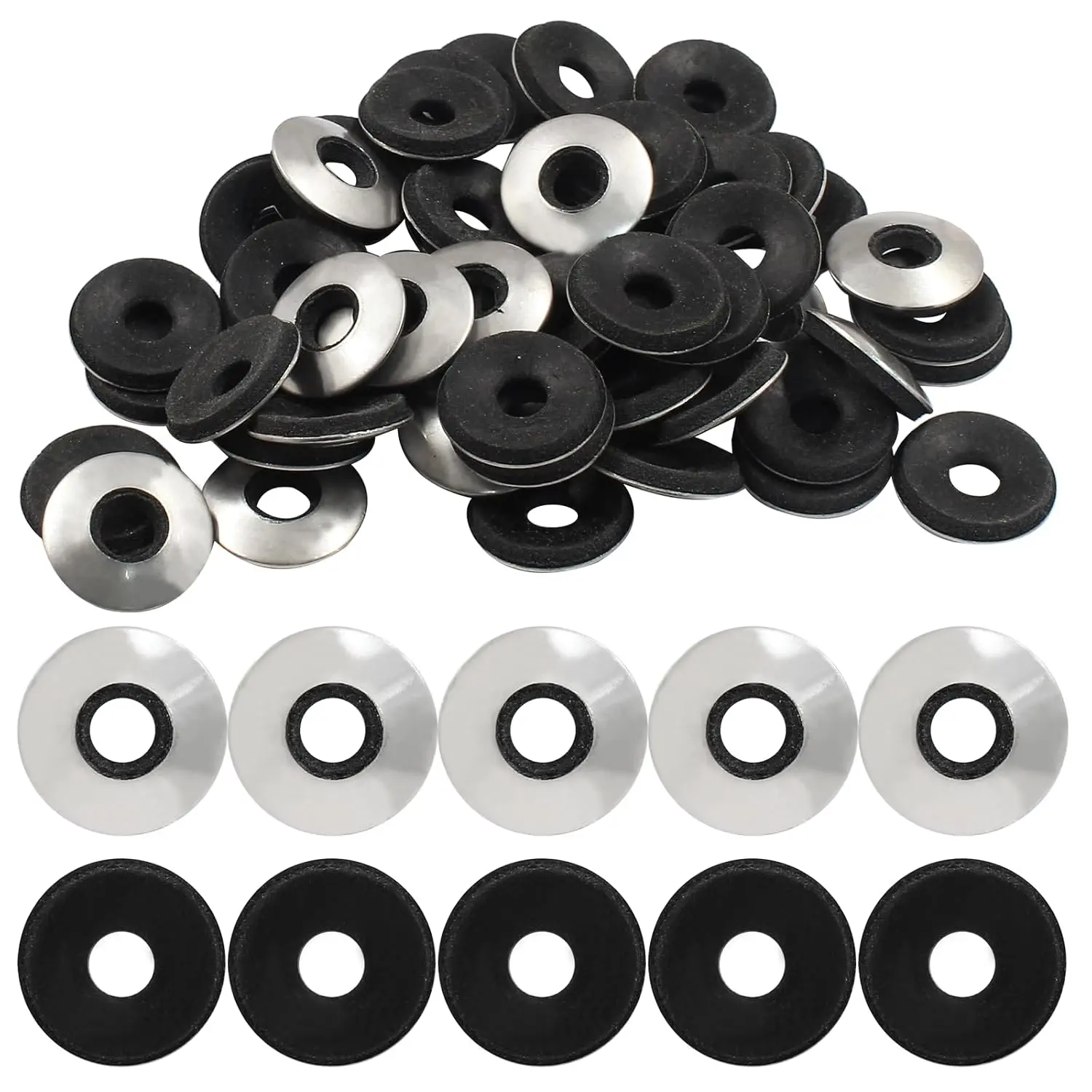 60 count 1/4'' x 5/8" Neoprene Washers(M6.3 x 16mm) | Stainless Steel, EPDM Bonded Sealing, Rubber Gasket  Kit, For Screws