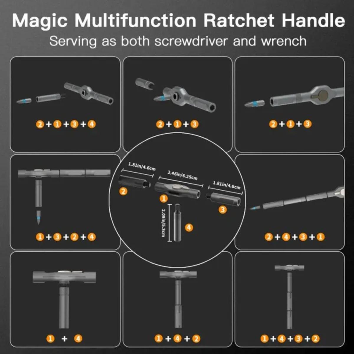 43-in-1 Ratcheting Screwdriver Set Multi-Purpose Magnetic Repair Kit with Detachable Handle | Perfect for Computer, Phone, Watch & Glasses Fixes | Cool DIY Tool Gift for Men Rotary Ratchet car Removal Portable
