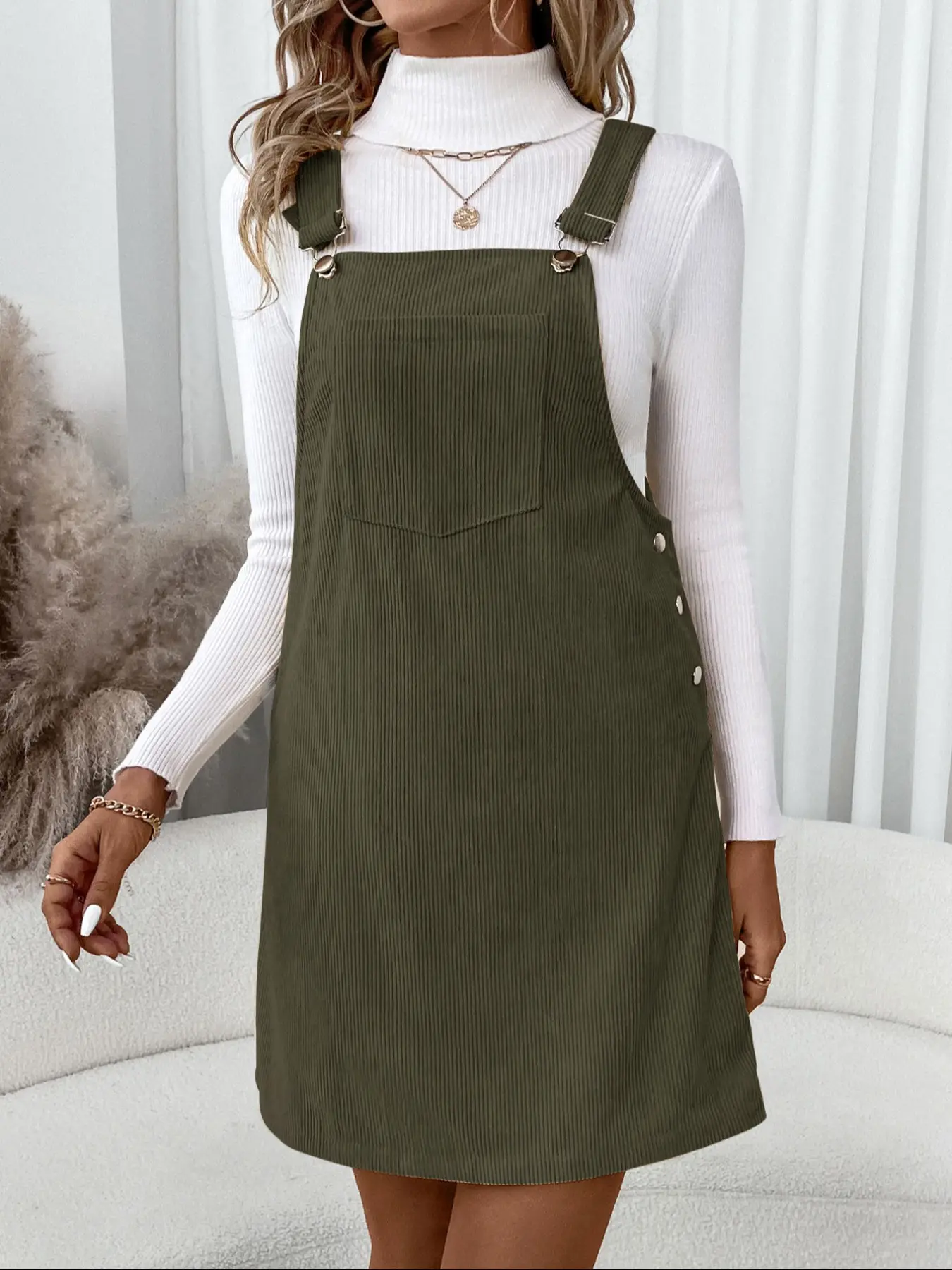 Women's Casual Denim Overall Dress, Pocket Design, European Style Plain Color Strap Romper, Comfortable & Stylish for Daily Wear