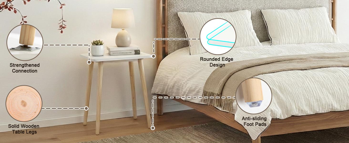 Small Side Table, Modern Wood Mini Coffee Table, Easy Assembly Compact End Table for Living Room Bedroom Sofa, Minimalist White Accent Furniture for Small Spaces