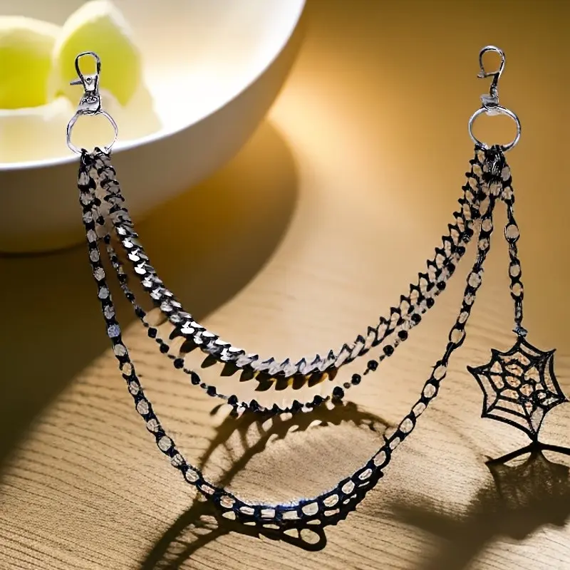 European and American Halloween Backpack Strap, Creative Metal Spider Web Multi-Layer, Perfect for Parties, Gatherings, and Daily Wear