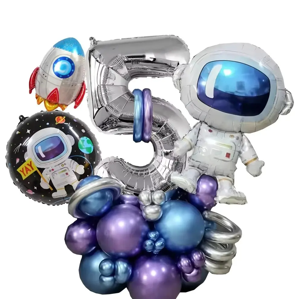 33pcs Space Astronaut Rocket Balloon Set, Perfect for Birthday Parties, Day, and Space Theme Celebrations, Inflatable Decorations, Space Balloons